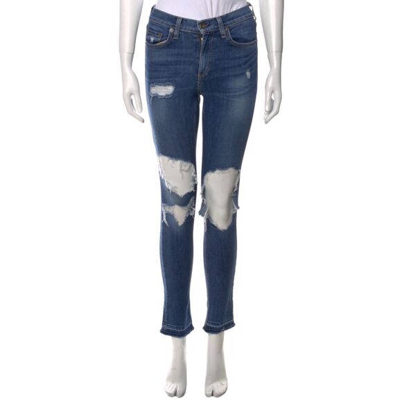 Rag & Bone 10 Inch Dre Destroyed Released Hem Skinny Jeans NWOT Size 24 - Picture 2 of 10